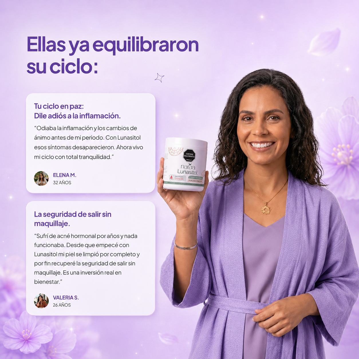 Volvé a sentirte vos: ciclos más regulares, menos hinchazón, menos antojos y más calma durante el mes.